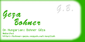 geza bohner business card