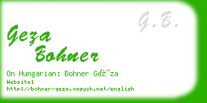 geza bohner business card